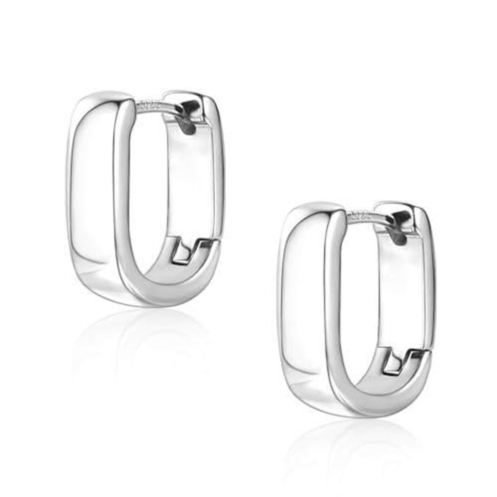 925 Sterling Silver U-Shaped Hoop Earrings‎ Minimalist Geometric Huggie Hoops